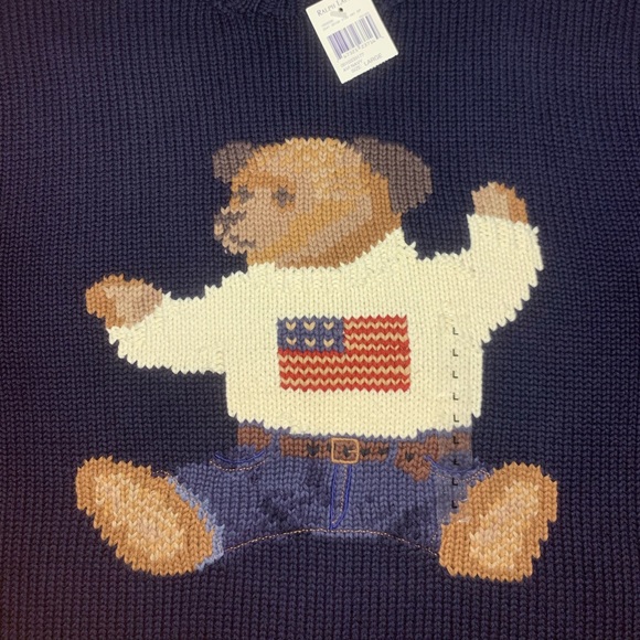 NWT Rare Polo Ralph Lauren Hand Knit Sit Down Bear - Picture 2 of 7